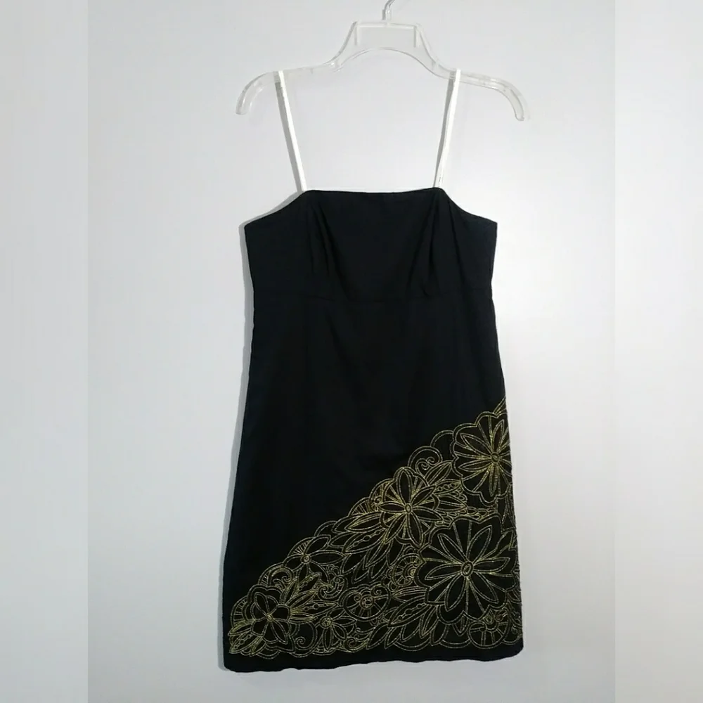 EUC Lilly Pulitzer Black Strapless Dress with Gold Floral Embroidery - Picture 5 of 8
